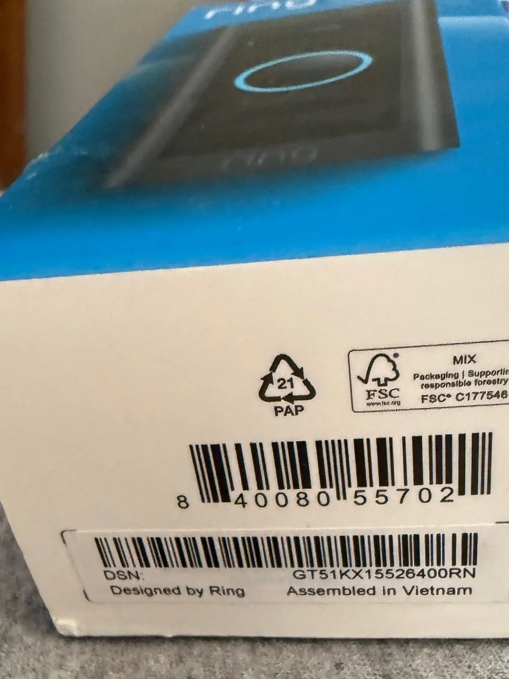 Ring Video Doorbell in Black with Blue Accent